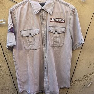 Affliction Men's Cream/Tan Colored Casual Button Down Shirt